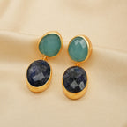 Blue Sapphire Aqua Chalcy Chunky Earring - La Vitá Jewels