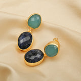 Aqua Chalcy and Blue Sapphire Earrings