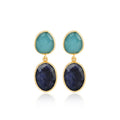 Blue Sapphire Aqua Chalcy Chunky Earring - La Vitá Jewels