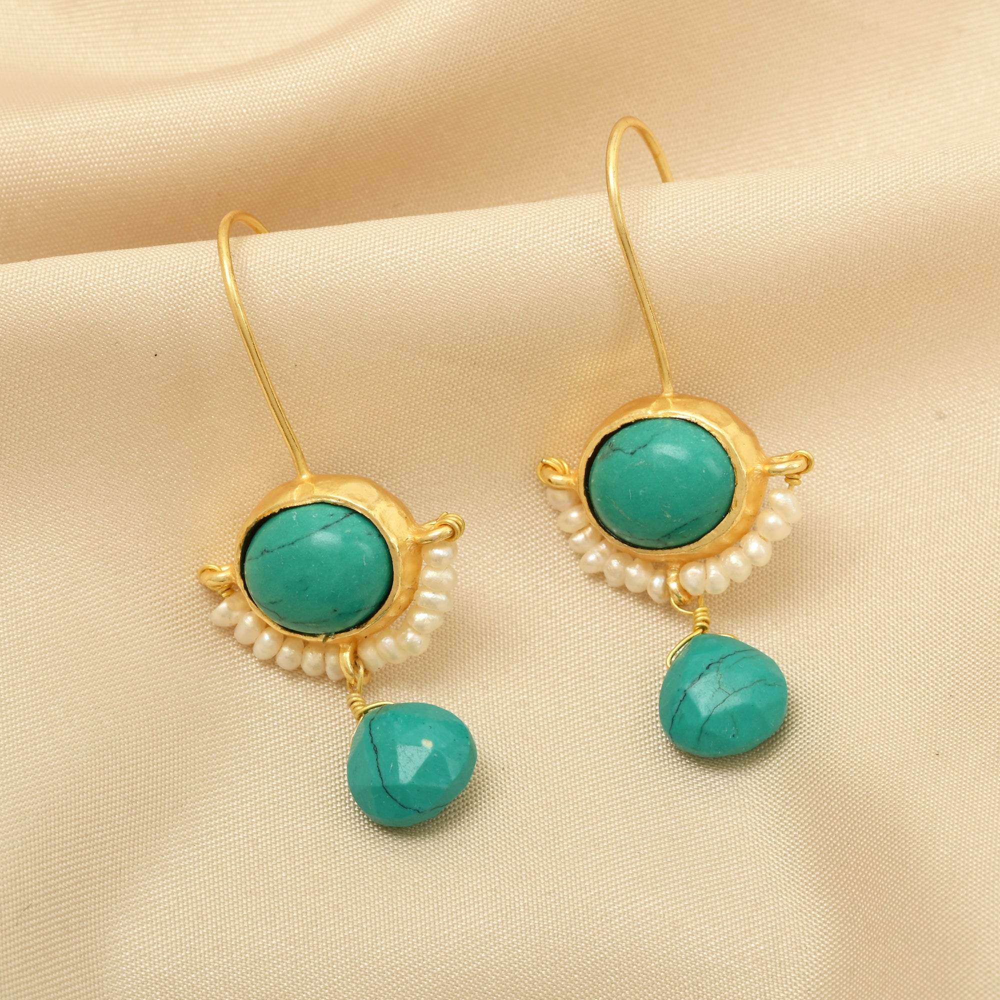 Lapis Lazuli with Natural Pearl Earrings - La Vitá Jewels