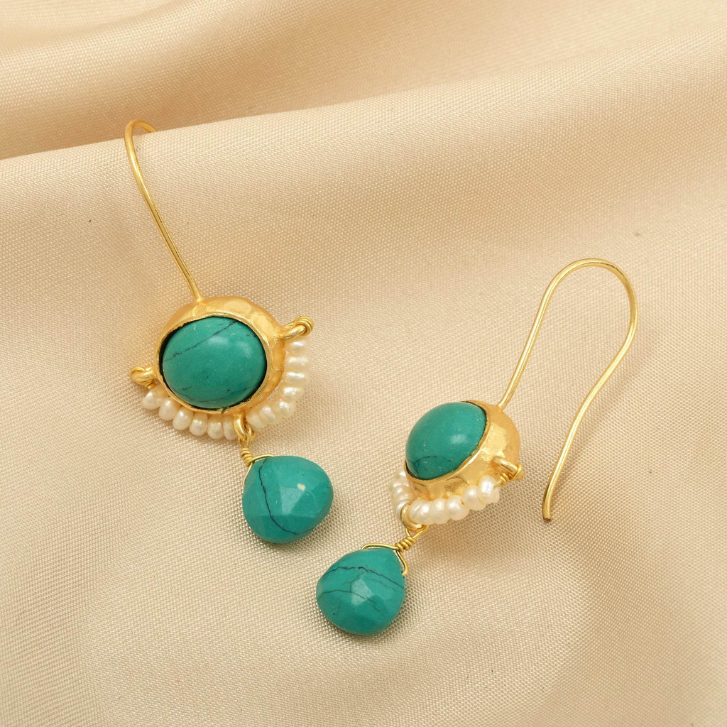 Lapis Lazuli with Natural Pearl Earrings - La Vitá Jewels