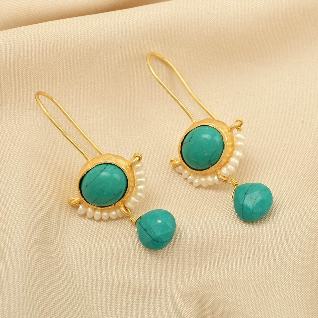 Lapis Lazuli with Natural Pearl Earrings - La Vitá Jewels