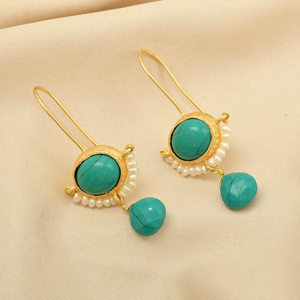 Lapis Lazuli with Natural Pearl Earrings - La Vitá Jewels