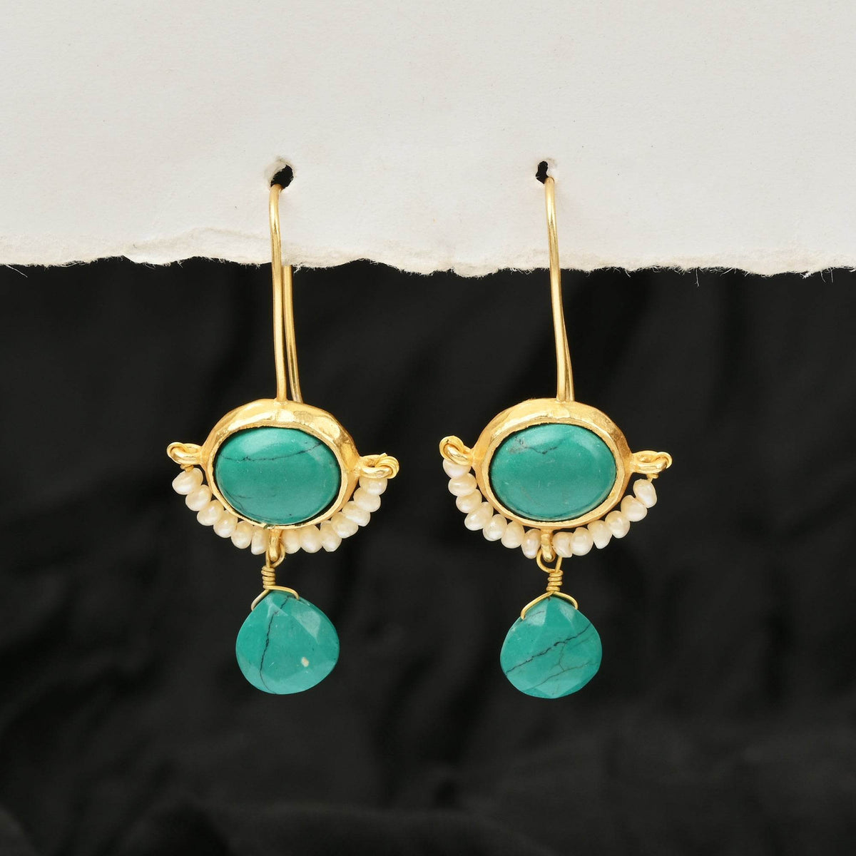 Lapis Lazuli with Natural Pearl Earrings - La Vitá Jewels
