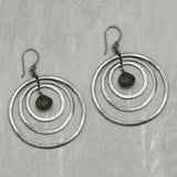 Black Rhodium Plated Labradorite & Rose Quartz  Earrings