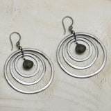 Black Rhodium Plated Labradorite & Rose Quartz  Earrings