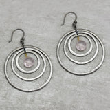 Black Rhodium Plated Labradorite & Rose Quartz  Earrings