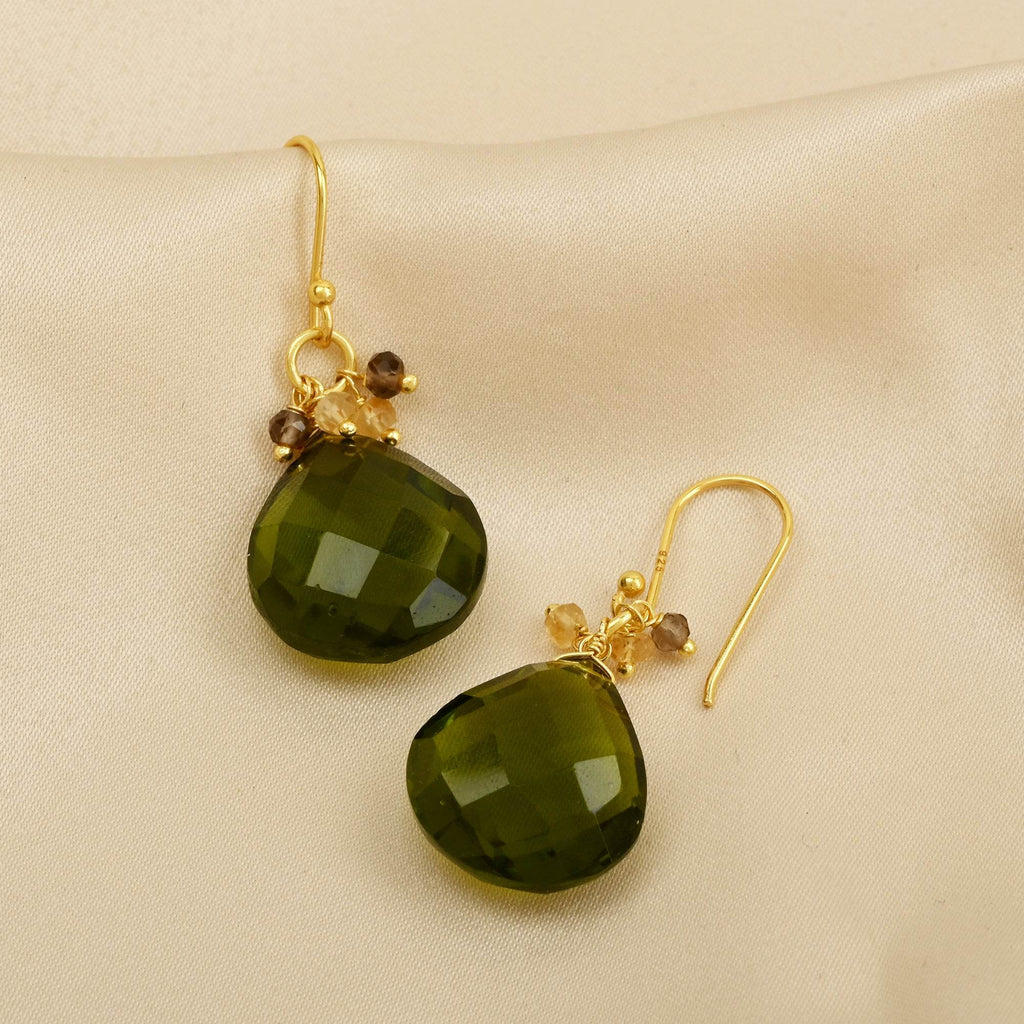 Sterling Silver Natures Embraced Gem Stone Drop Earrings - La Vitá Jewels