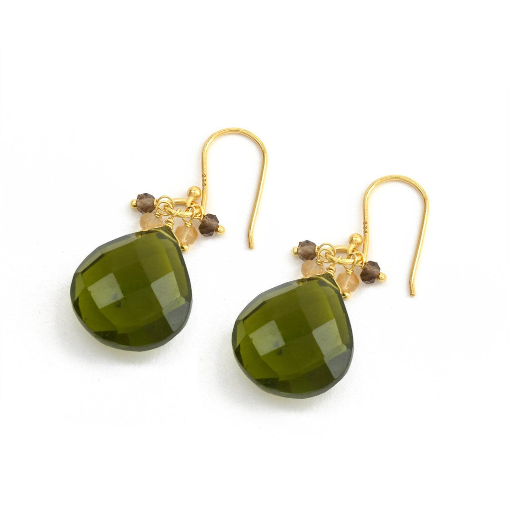 Sterling Silver Natures Embraced Gem Stone Drop Earrings - La Vitá Jewels