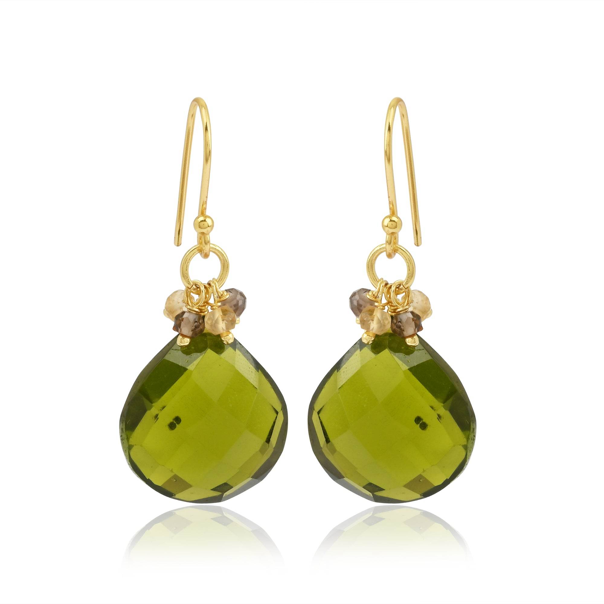 Sterling Silver Natures Embraced Gem Stone Drop Earrings - La Vitá Jewels