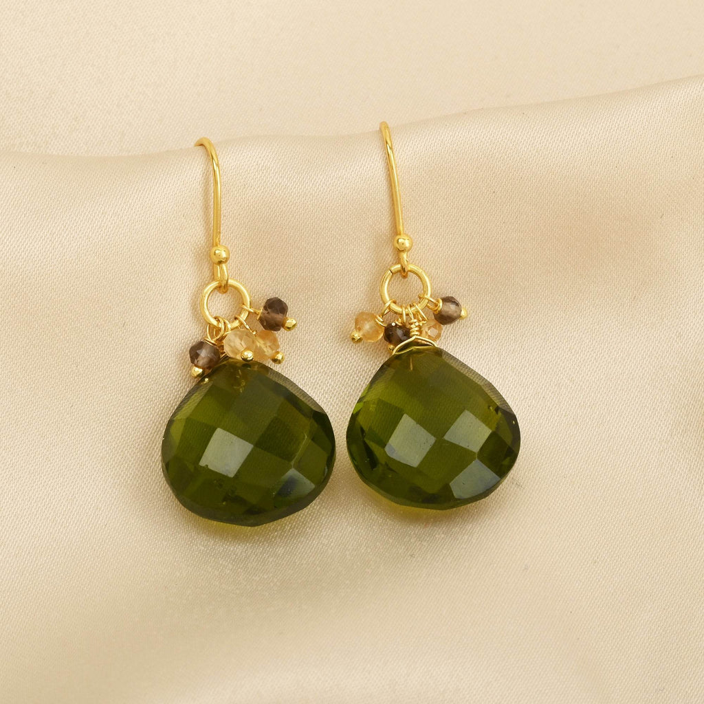 Sterling Silver Natures Embraced Gem Stone Drop Earrings - La Vitá Jewels