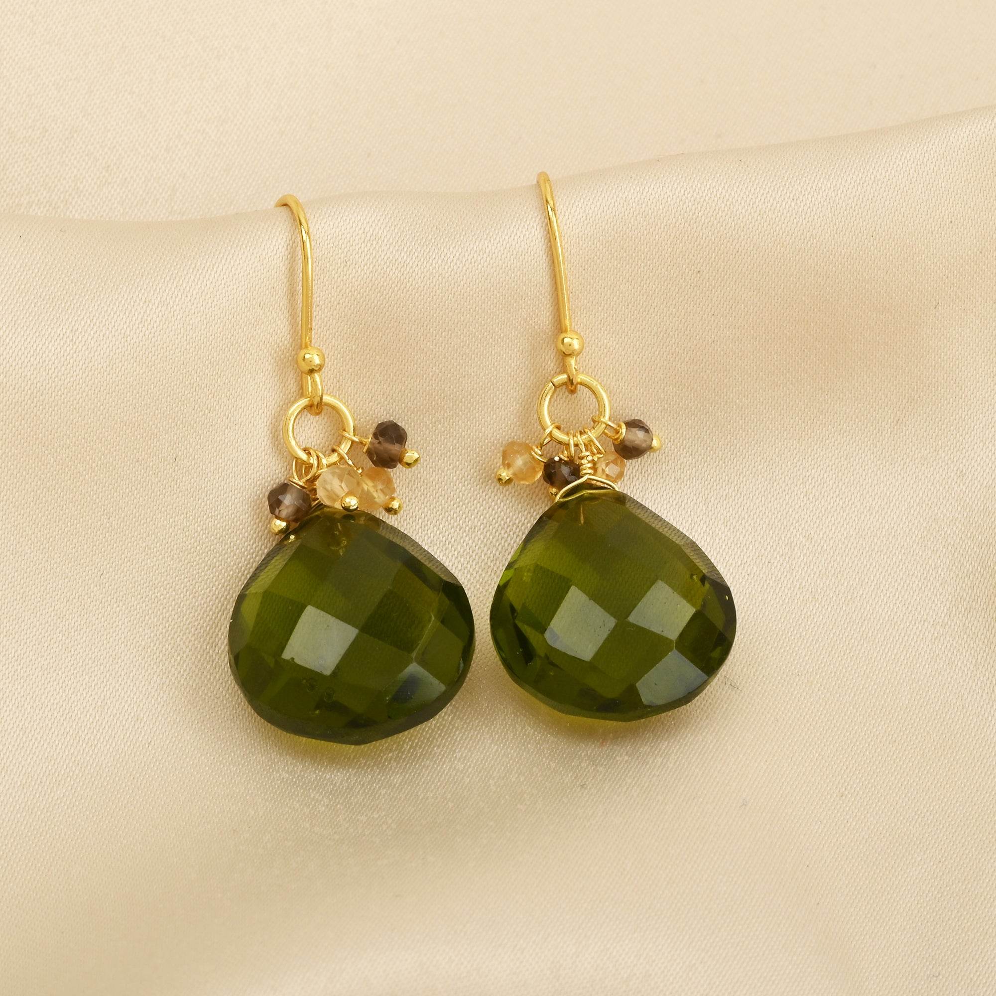 Sterling Silver Natures Embraced Gem Stone Drop Earrings - La Vitá Jewels