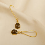 Green Chalcedony and Blue Sapphire Dangle Earrings
