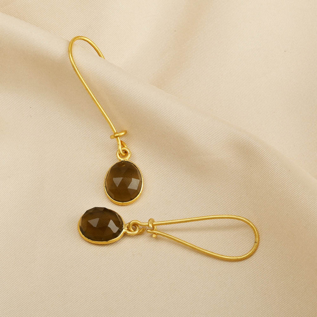Green Chalcedony and Blue Sapphire Dangle Earrings - La Vitá Jewels