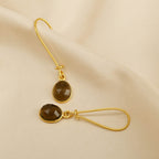 Green Chalcedony and Blue Sapphire Dangle Earrings - La Vitá Jewels