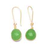 Green Chalcedony and Blue Sapphire Dangle Earrings