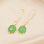 Green Chalcedony and Blue Sapphire Dangle Earrings - La Vitá Jewels