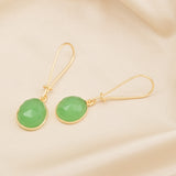 Green Chalcedony and Blue Sapphire Dangle Earrings