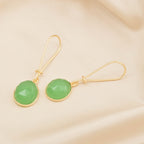 Green Chalcedony and Blue Sapphire Dangle Earrings - La Vitá Jewels