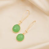 Green Chalcedony and Blue Sapphire Dangle Earrings