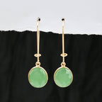 Green Chalcedony and Blue Sapphire Dangle Earrings - La Vitá Jewels