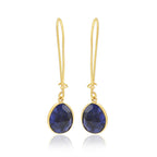 Green Chalcedony and Blue Sapphire Dangle Earrings - La Vitá Jewels