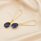 Green Chalcedony and Blue Sapphire Dangle Earrings - La Vitá Jewels