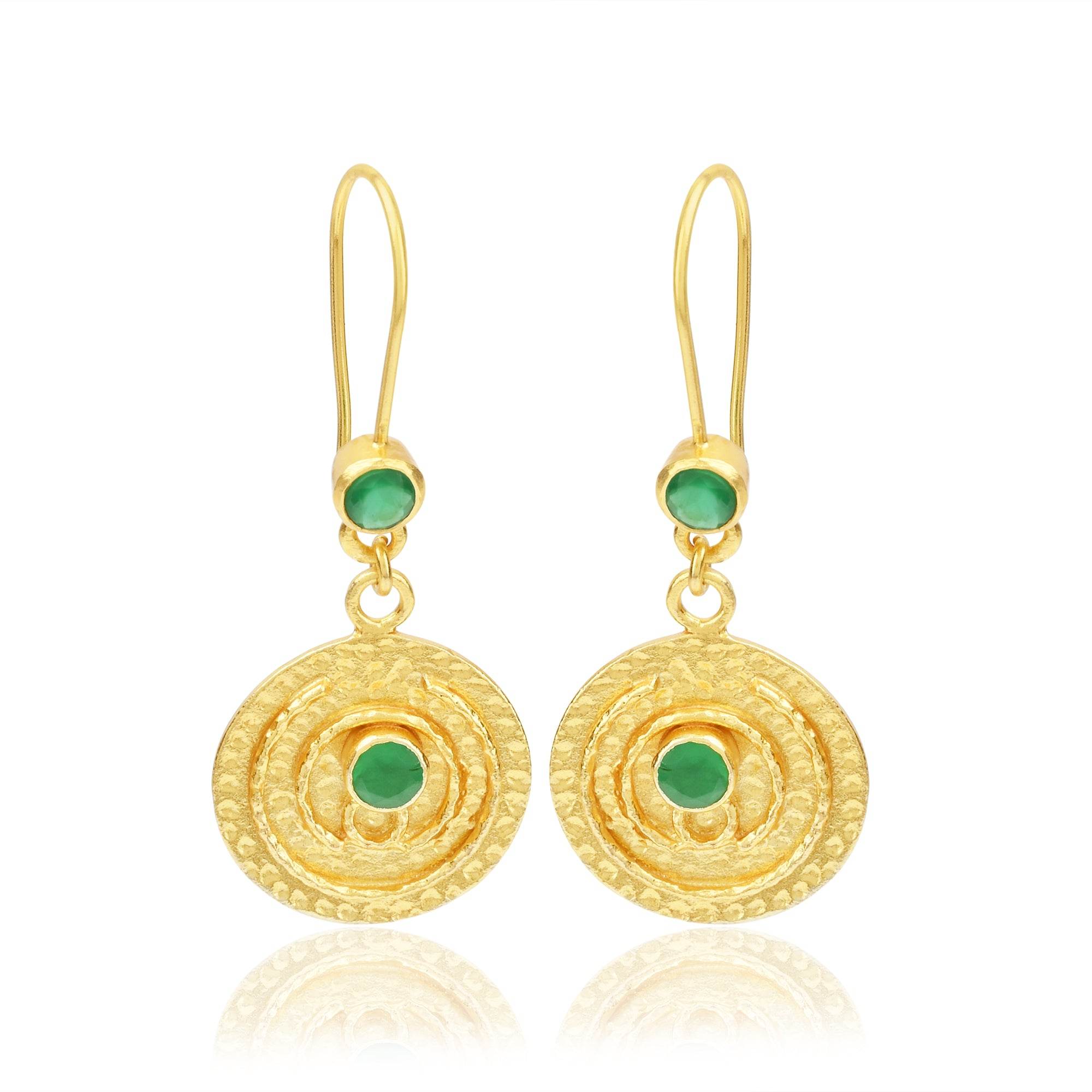 Green Onyx Dangle Earrings in Sterling Silver - La Vitá Jewels
