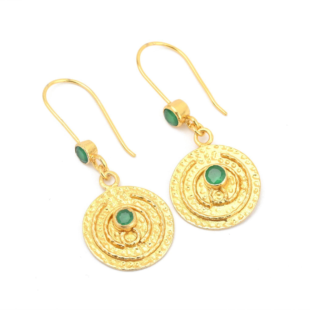Green Onyx Dangle Earrings in Sterling Silver - La Vitá Jewels