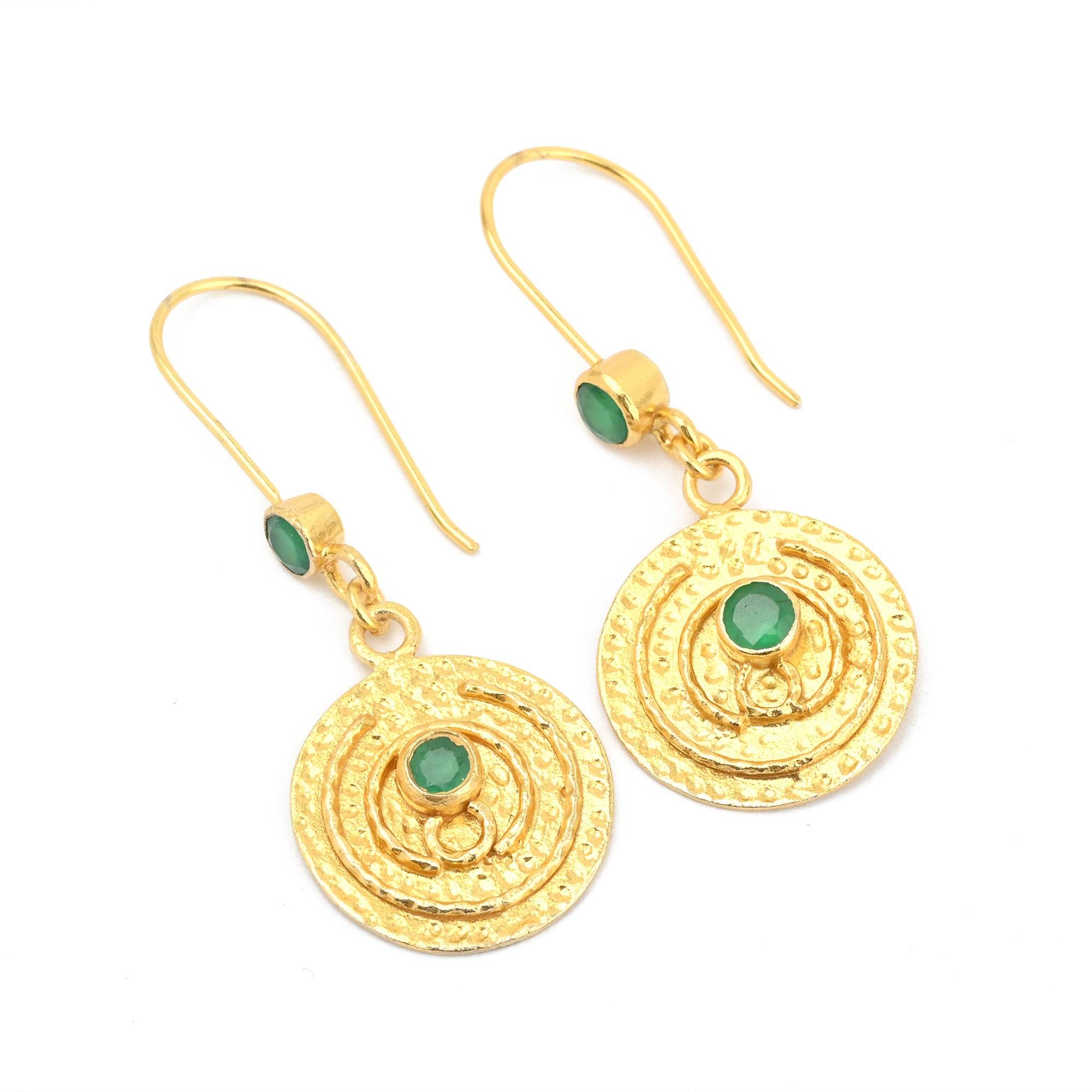Green Onyx Dangle Earrings in Sterling Silver - La Vitá Jewels