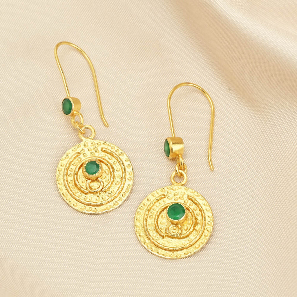 Green Onyx Dangle Earrings in Sterling Silver - La Vitá Jewels