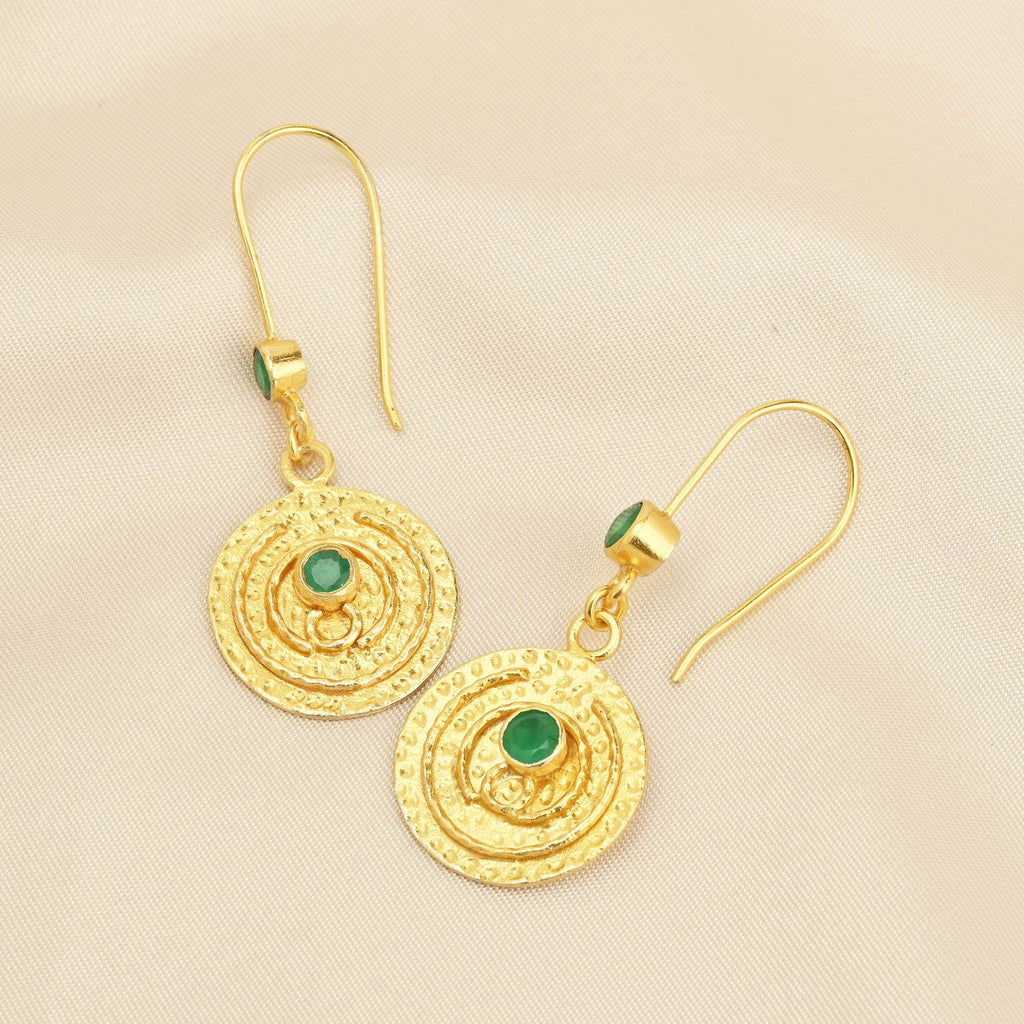 Green Onyx Dangle Earrings in Sterling Silver - La Vitá Jewels