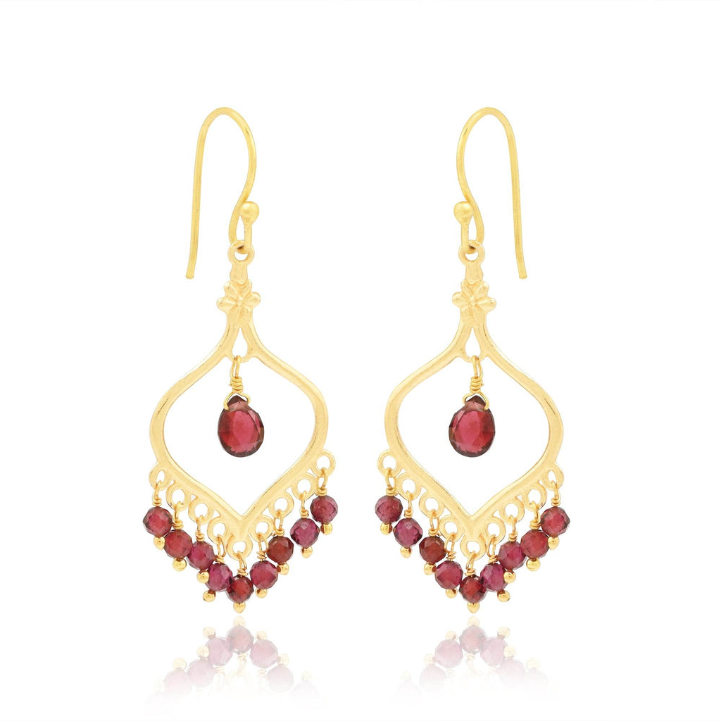 Majestic Garnet Gemstone Fringe Earring - La Vitá Jewels