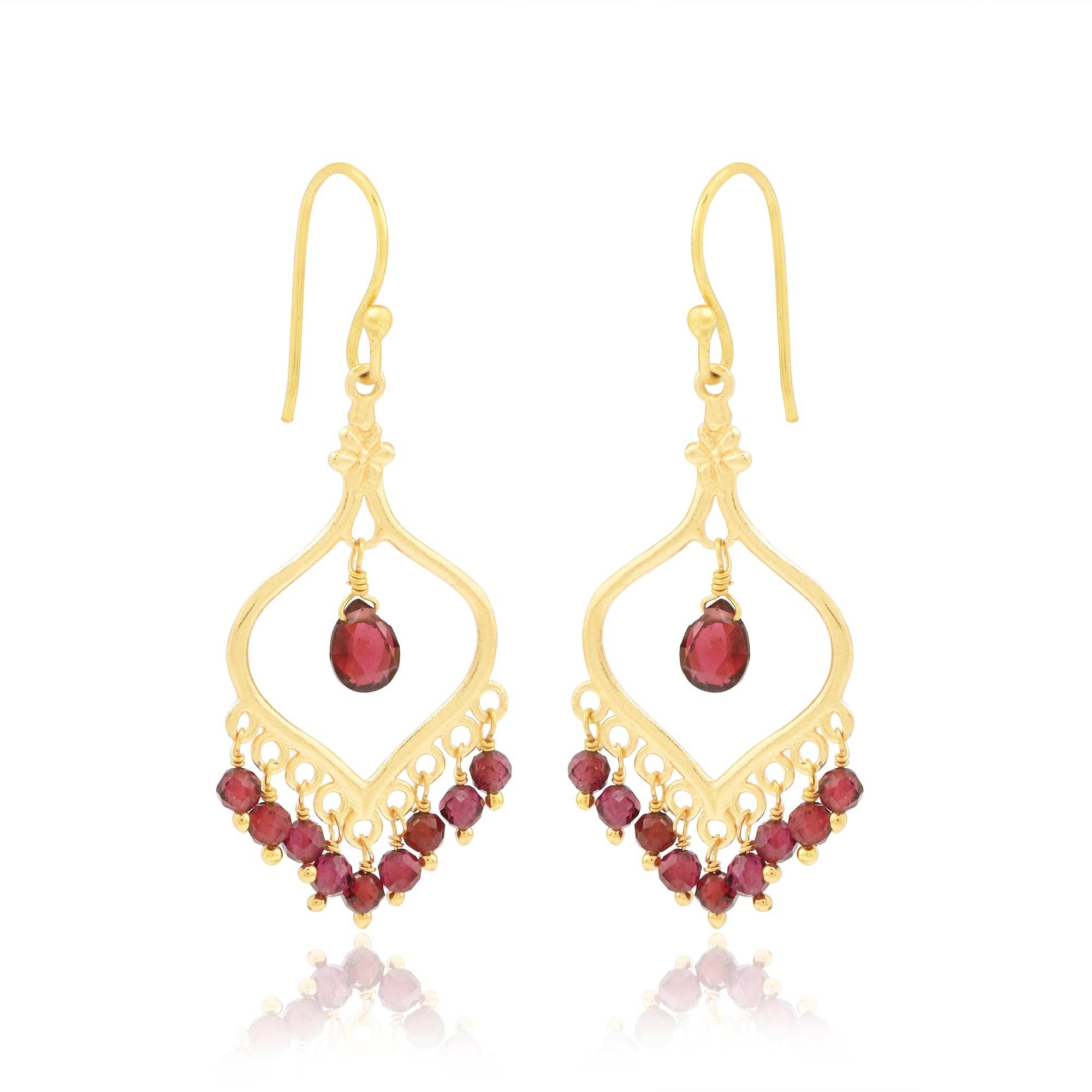 Majestic Garnet Gemstone Fringe Earring - La Vitá Jewels
