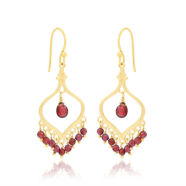 Majestic Garnet Gemstone Fringe Earring - La Vitá Jewels