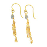 22k  Aquamarine  with Chain Fringe Earrings