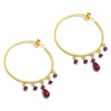 Ruby Hoop Style Stud Earrings