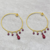 Ruby Hoop Style Stud Earrings