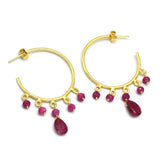 Ruby Hoop Style Stud Earrings