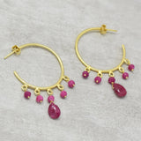 Ruby Hoop Style Stud Earrings