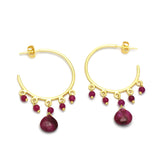 Ruby Hoop Style Stud Earrings