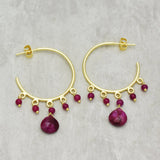 Ruby Hoop Style Stud Earrings