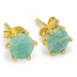 925 Silver  Amazonite and Garnet  Stud Earrings Women's