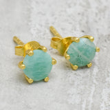 925 Silver  Amazonite and Garnet  Stud Earrings Women's