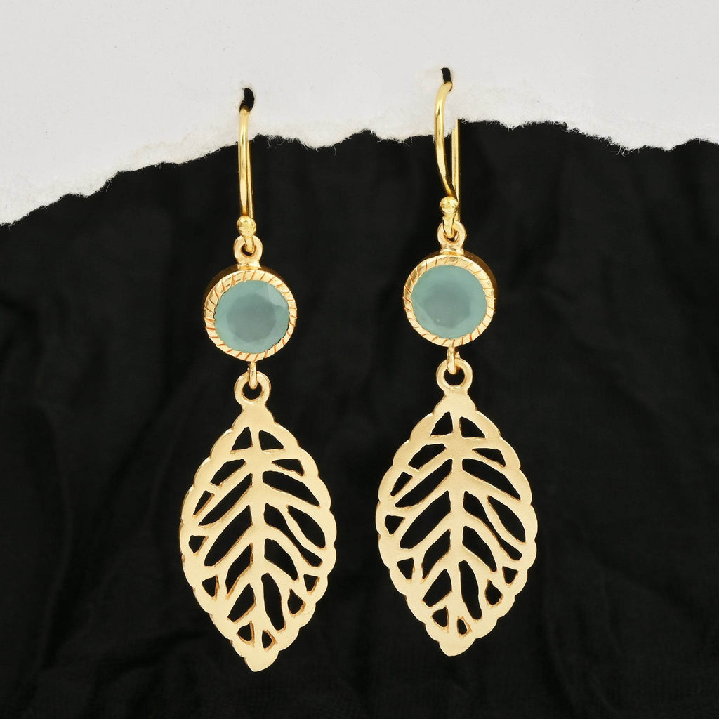 Feather Truth Aqua Chalcedony Earrings - La Vitá Jewels
