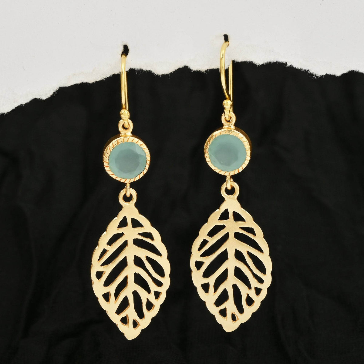 Feather Truth Aqua Chalcedony Earrings - La Vitá Jewels