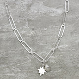 White Chalcedony Gemstone With Star Charms Pendant Necklaces