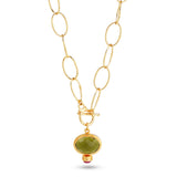 Green Tourmaline and Ruby Drop Necklaces