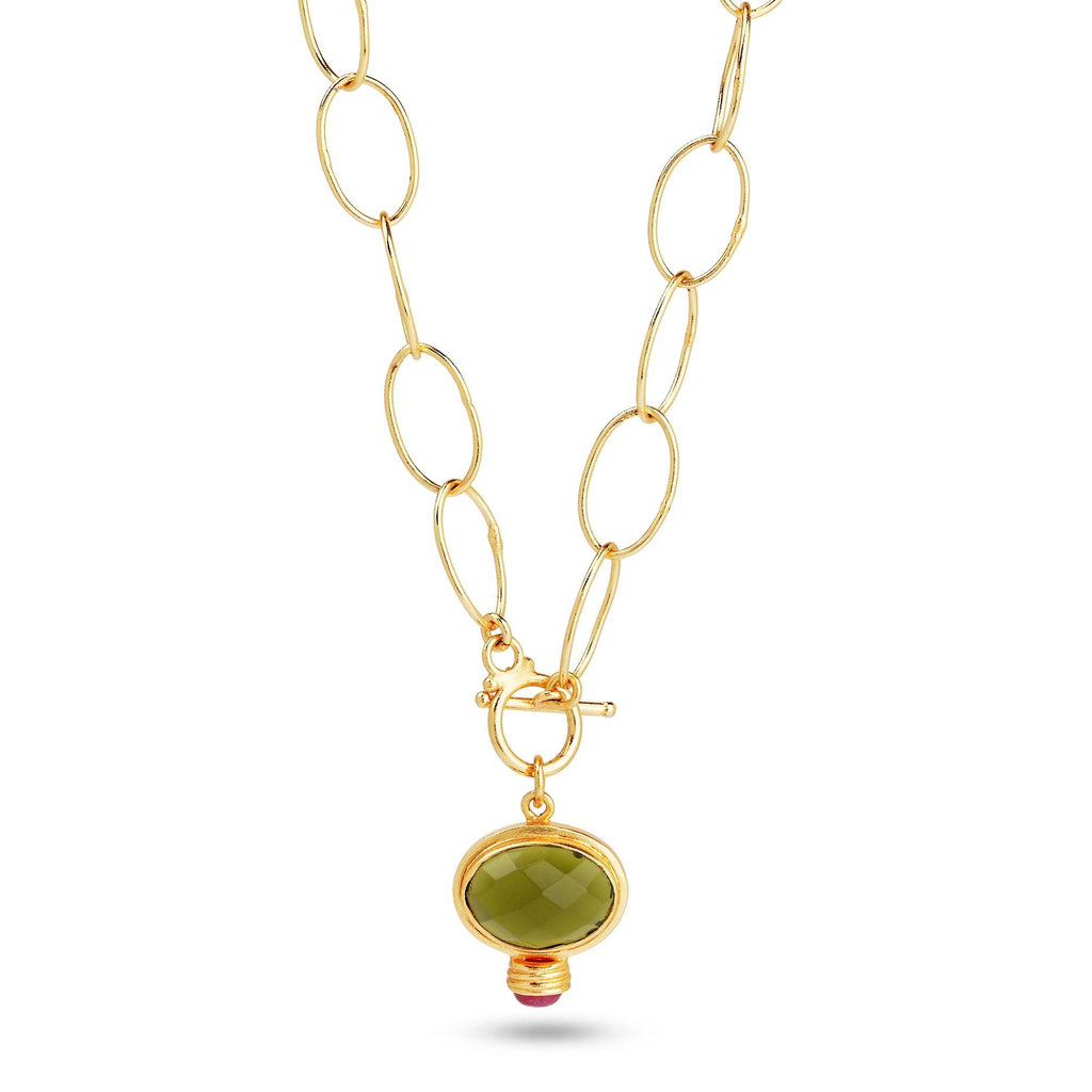 Green Tourmaline and Ruby Drop Necklaces - La Vitá Jewels