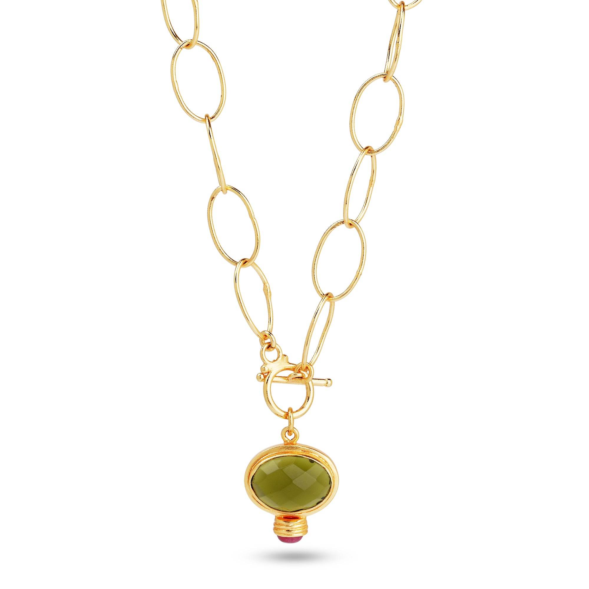 Green Tourmaline and Ruby Drop Necklaces - La Vitá Jewels